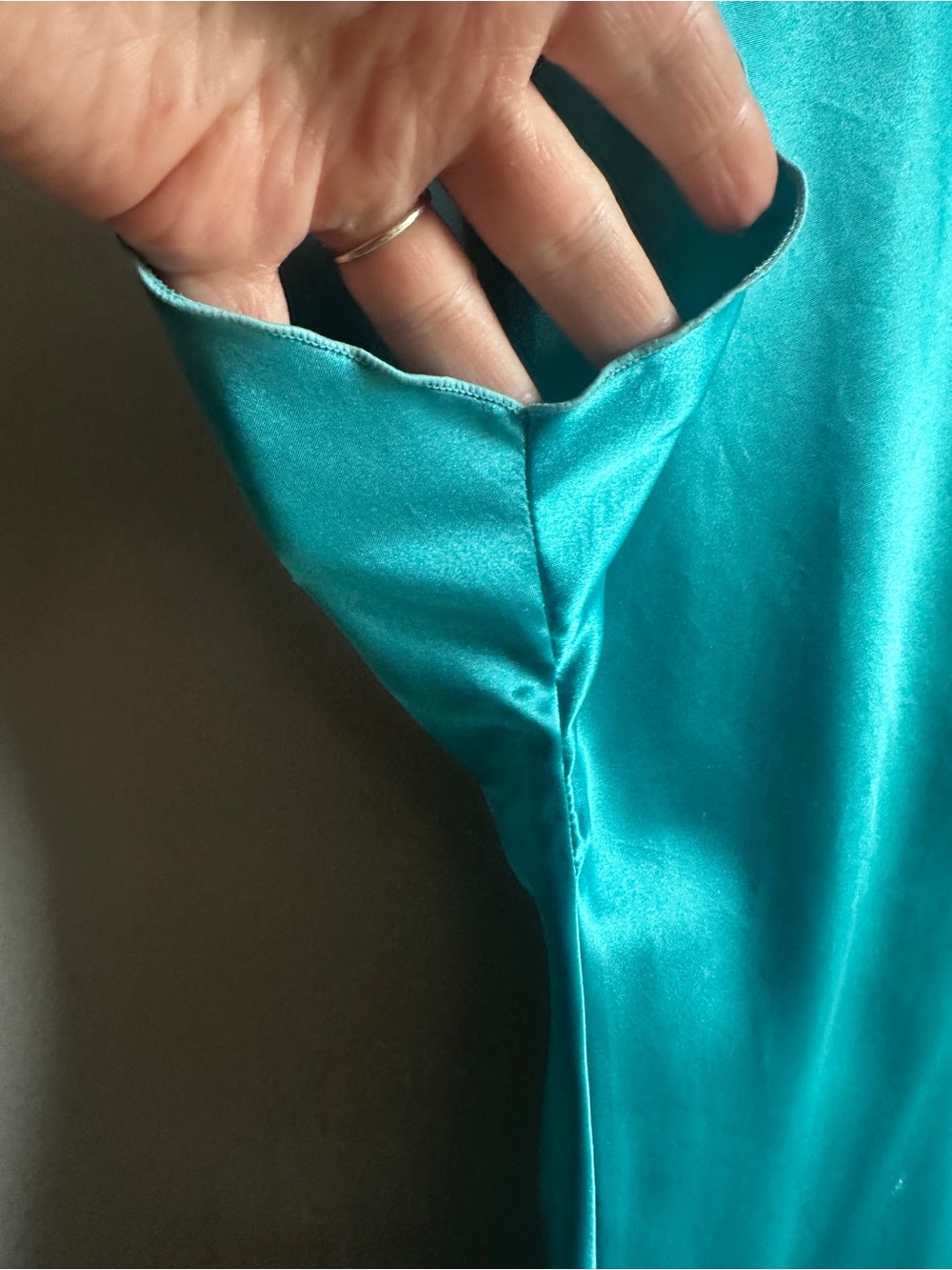 Vintage Victoria’s Secret Teal Satin Sleep Dress Y2K Slip Lingerie Mini Sz M - Picture 4 of 10